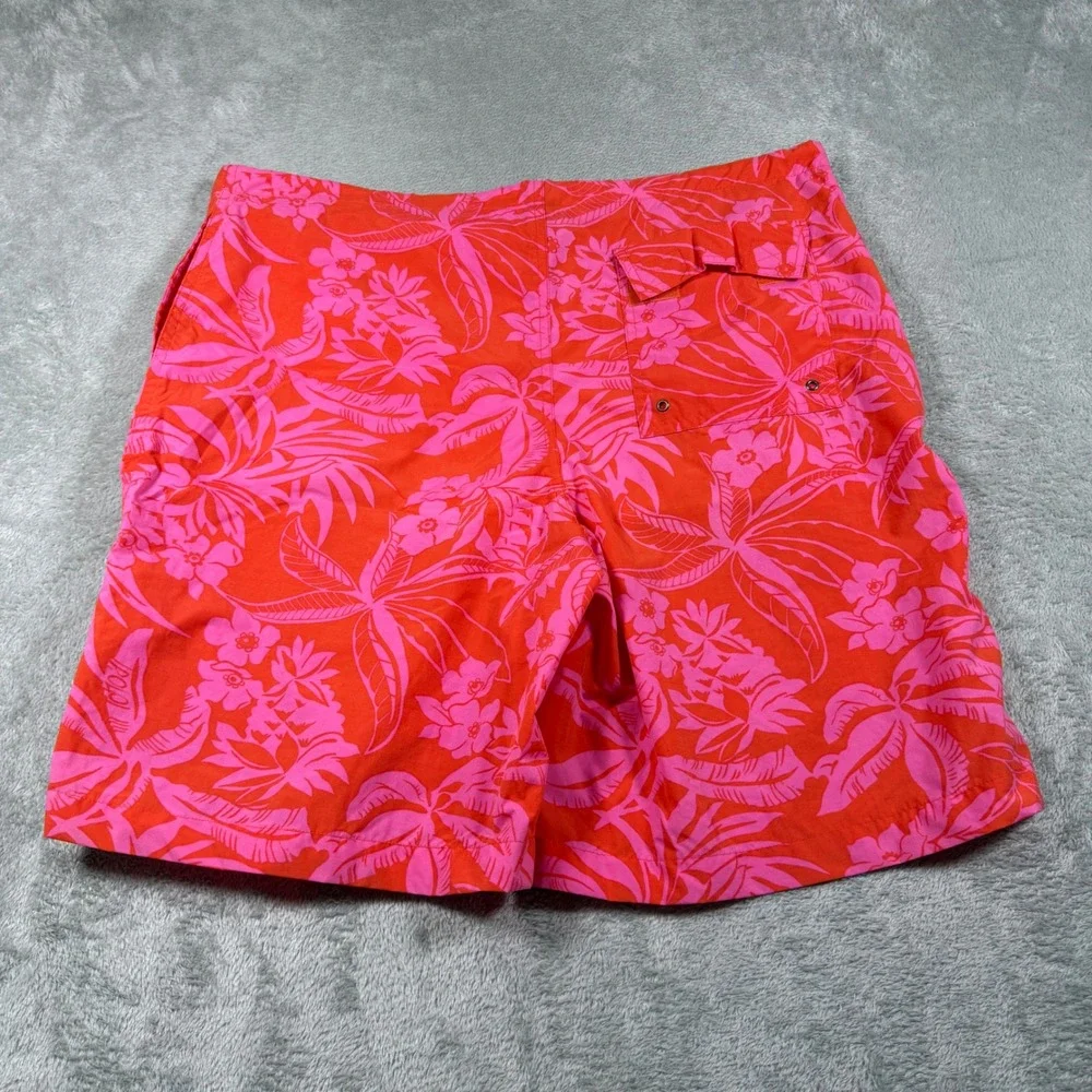 Polo Sport Ralph Lauren‎ Swim Trunks Men Large Orange Pink Floral Mesh Lined 9